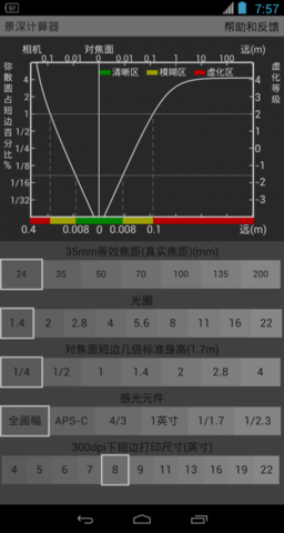 景深计算器安卓版