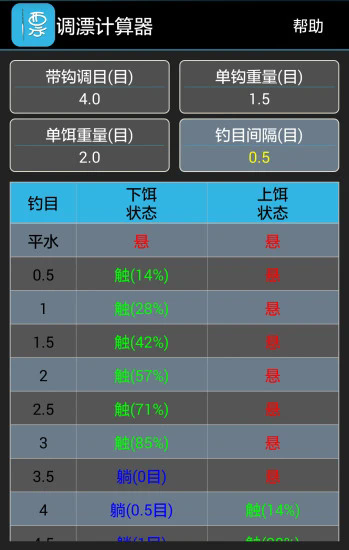 钓鱼调漂计算器免费版